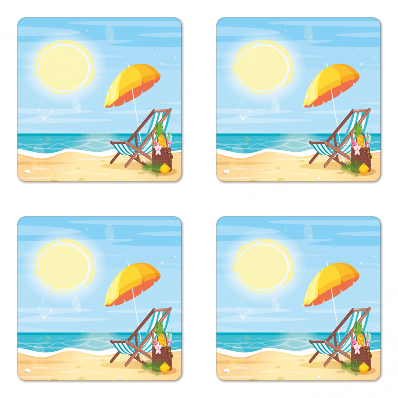 Sea Shore Beach Umbrella Coaster Set Of Four