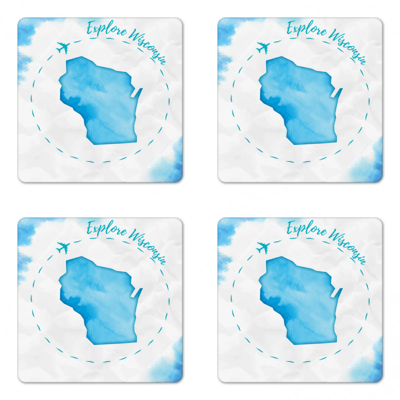 Explore Wisconsin Map Design Coaster Set Of Four