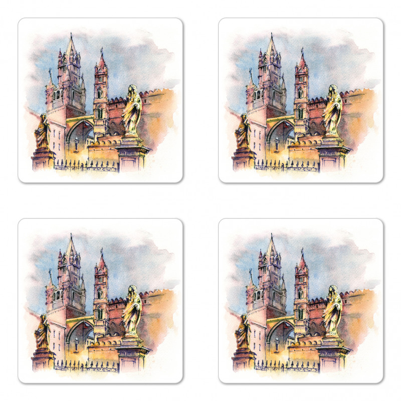 Monument in Palermo Sicily Coaster Set Of Four