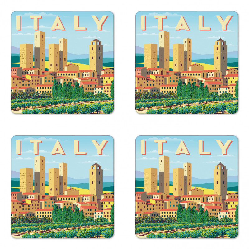 Summer Season Rural Landscape Coaster Set Of Four