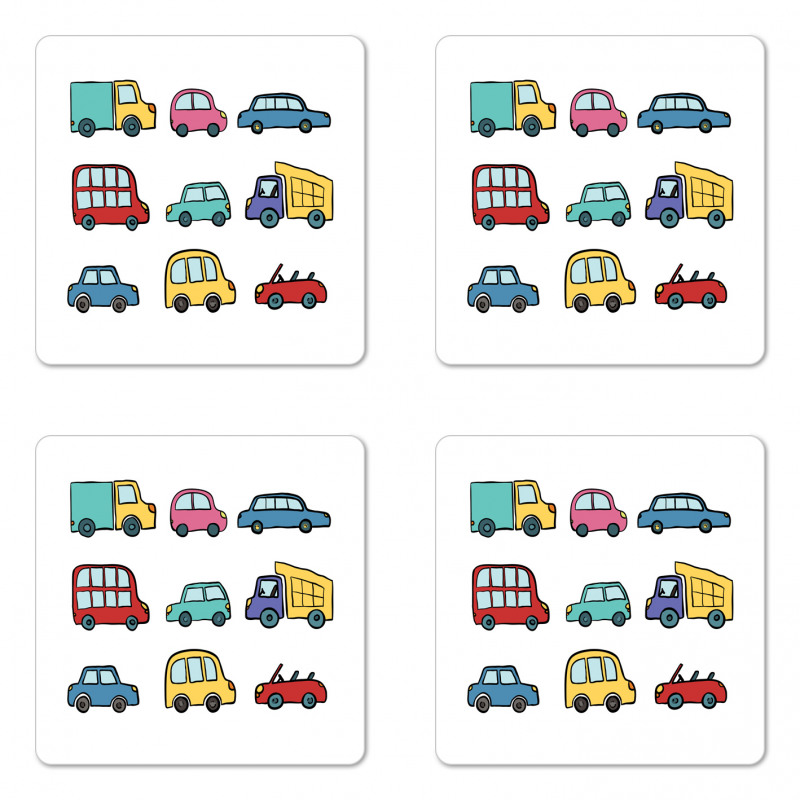 Cartoon Cars Coaster Set Of Four