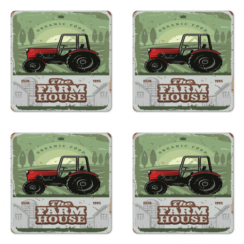 Farmer Tractor Art Coaster Set Of Four