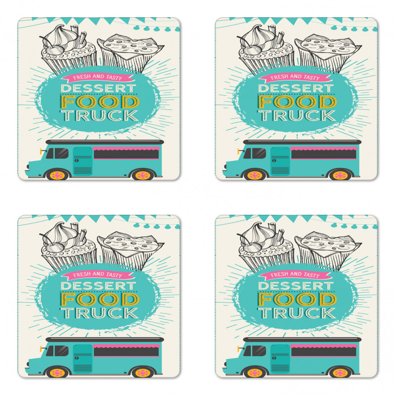 Street Dessert Food Coaster Set Of Four