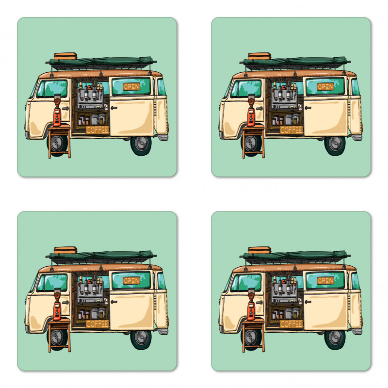 Street Coffee Van Coaster Set Of Four