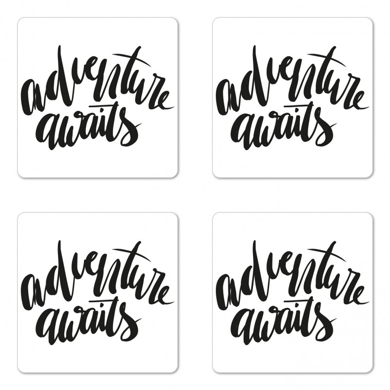 Monochrome Cursive Coaster Set Of Four