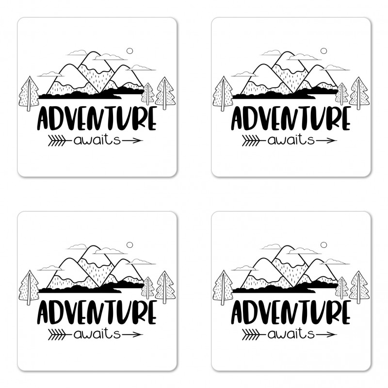 Mountain Lettering Coaster Set Of Four