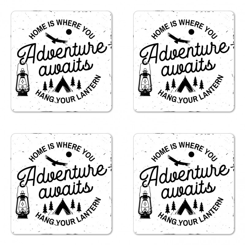Tent and Trees Art Coaster Set Of Four