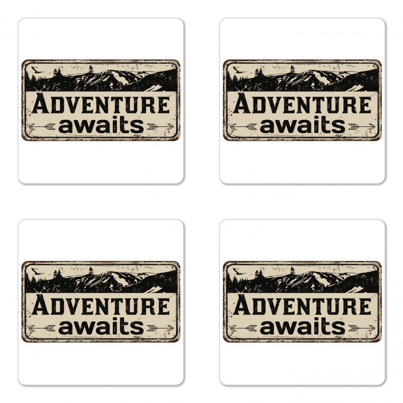 Rusty Art Mountain Coaster Set Of Four