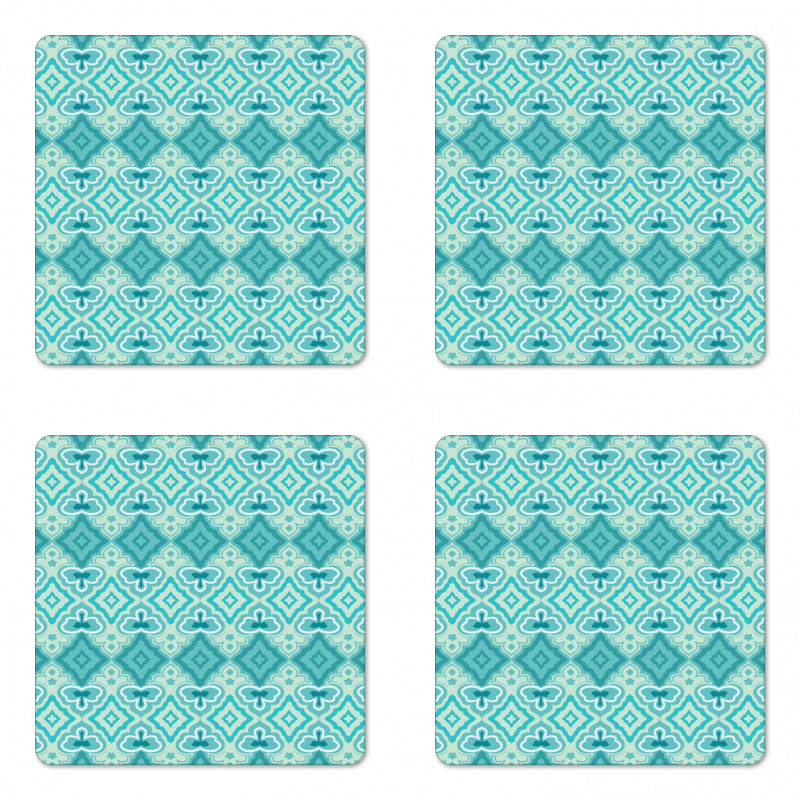 Geometric Vintage Floral Coaster Set Of Four