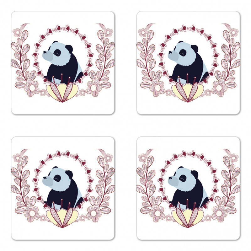 Fluffy Mammal and Flowers Coaster Set Of Four