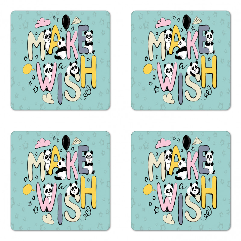 Whimsical Calligraphic Design Coaster Set Of Four