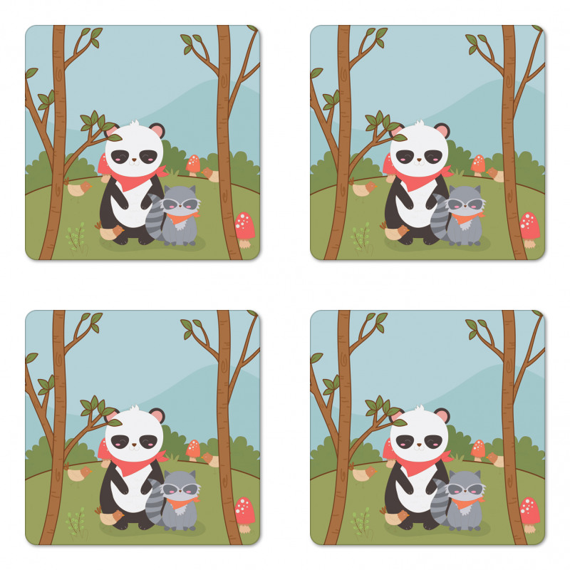 Forest Animals and Trees Coaster Set Of Four