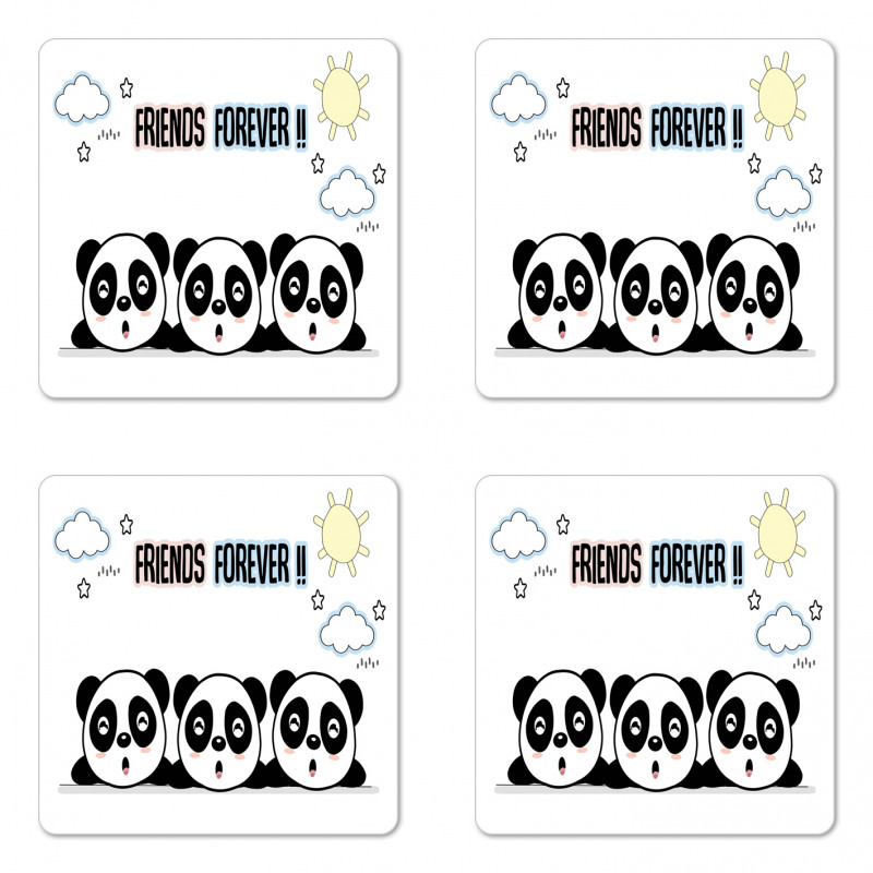 3 Pandas Design Coaster Set Of Four