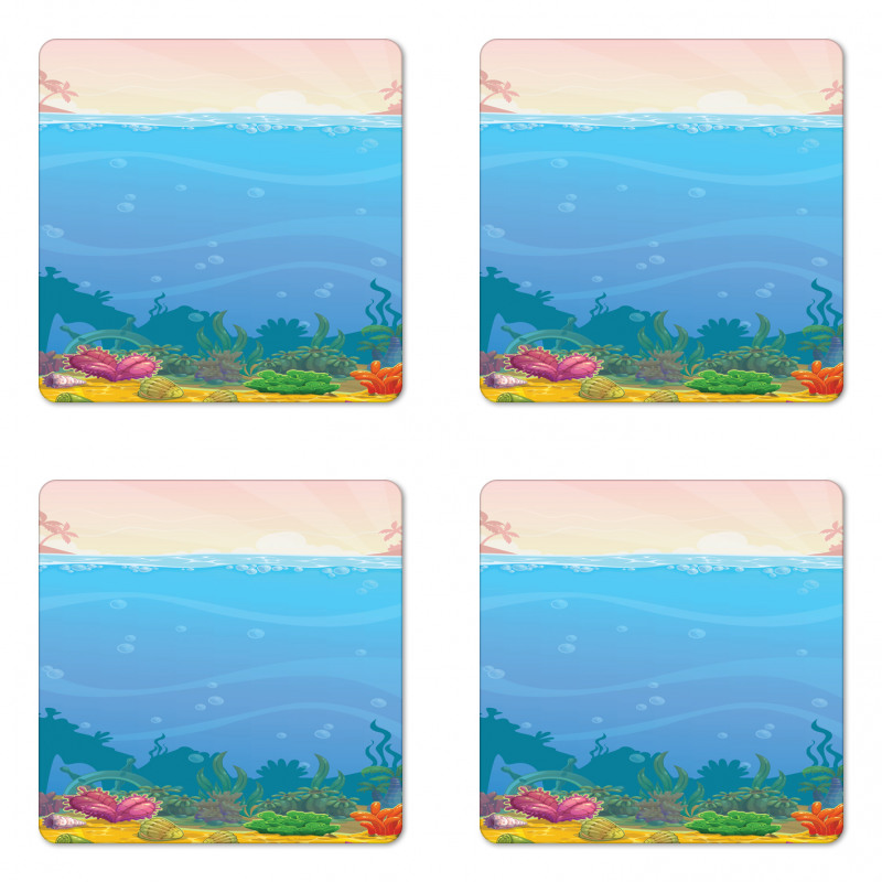 Vertical Underwater Scene Coaster Set Of Four