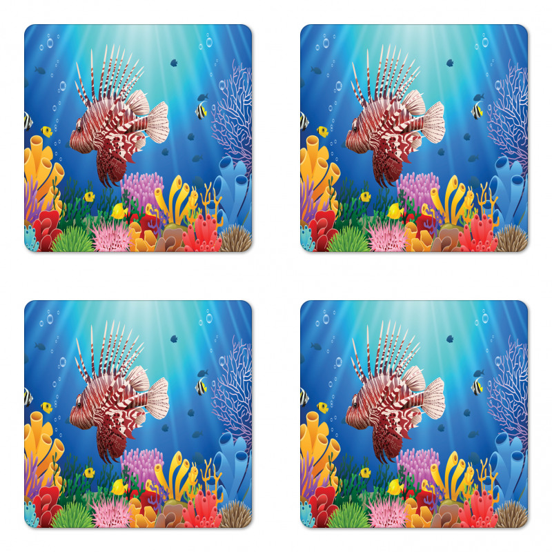 Colorful Marine Scenery Coaster Set Of Four