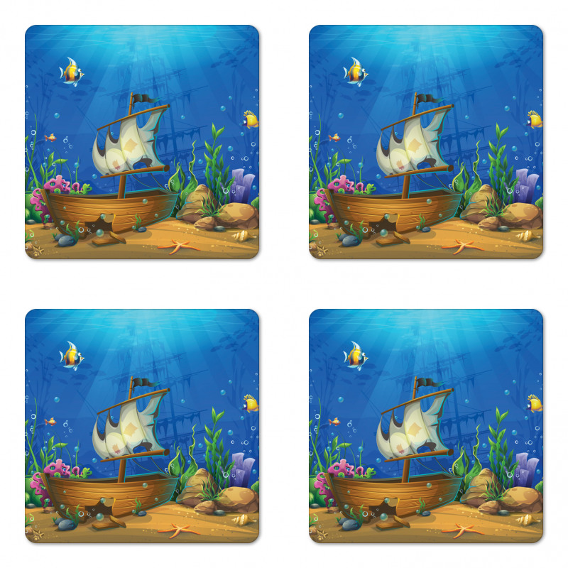 Undersea World Ship Wreck Coaster Set Of Four