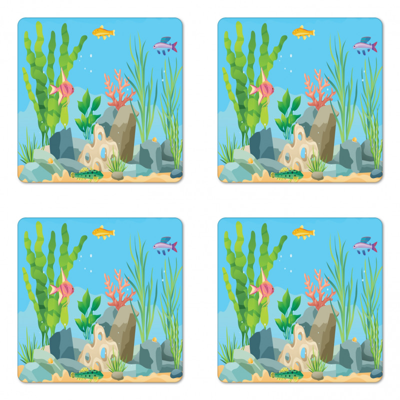 Exotic Fish and Seaweed Coaster Set Of Four