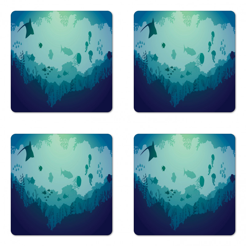 Jellyfish Corals Mammals Coaster Set Of Four