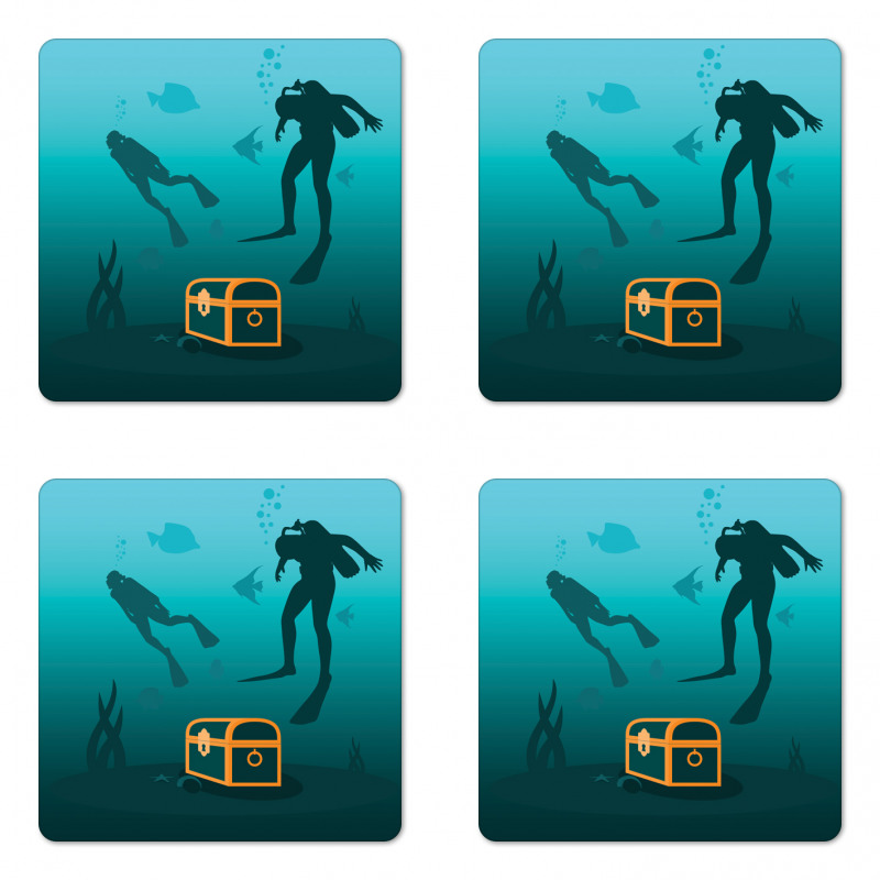 Divers and Sunken Ship Coaster Set Of Four