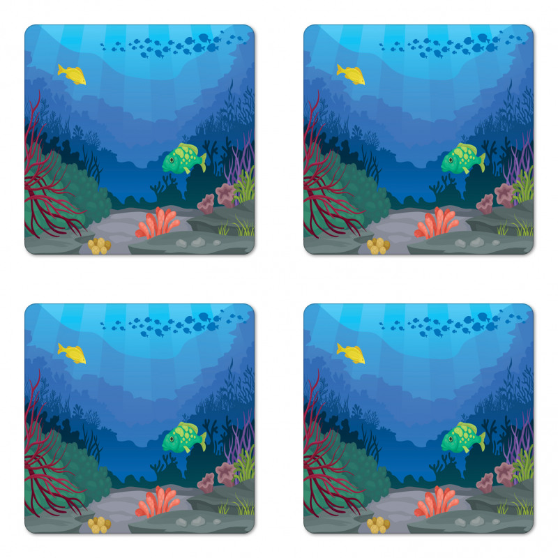 Oceanic Seaweed Seascape Coaster Set Of Four