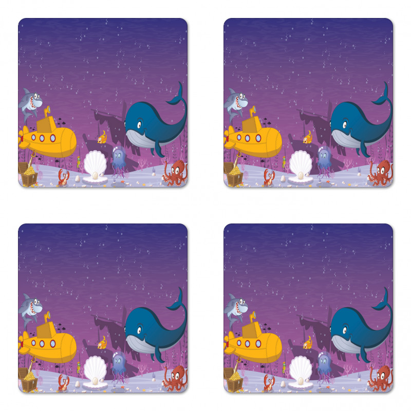 Oceanic Creatures Coral Coaster Set Of Four