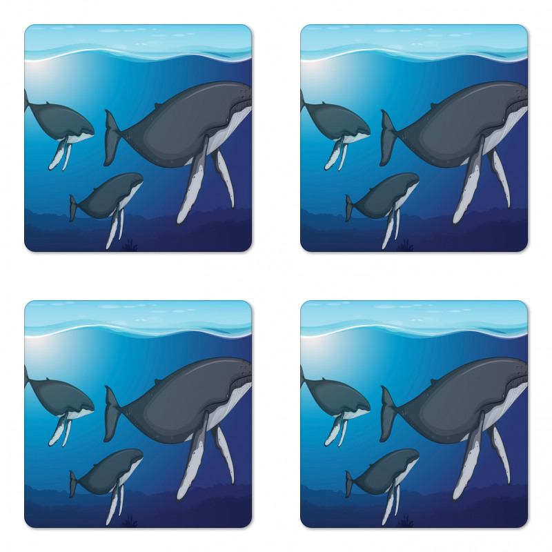 Swimming Whales Scenery Coaster Set Of Four