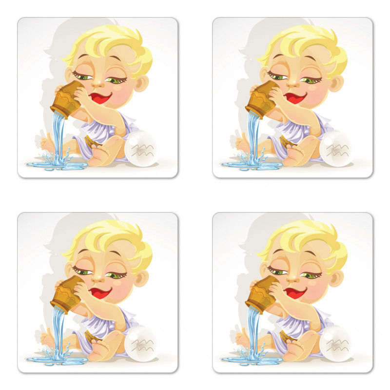 Baby Aquarius Zodiac Coaster Set Of Four