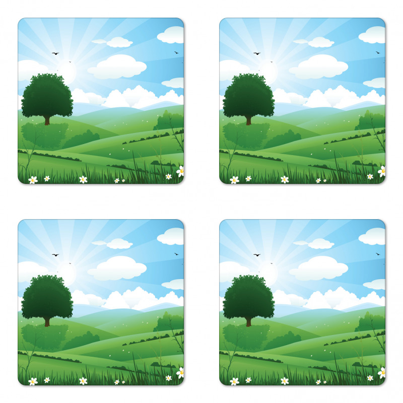 Single Tree View Coaster Set Of Four