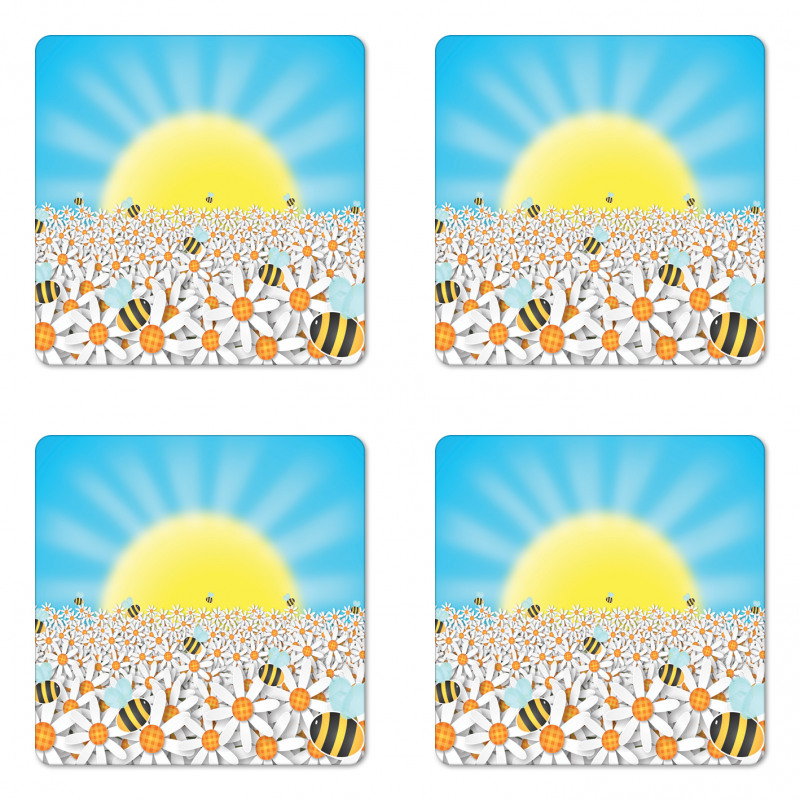 Daisies and Bees Coaster Set Of Four