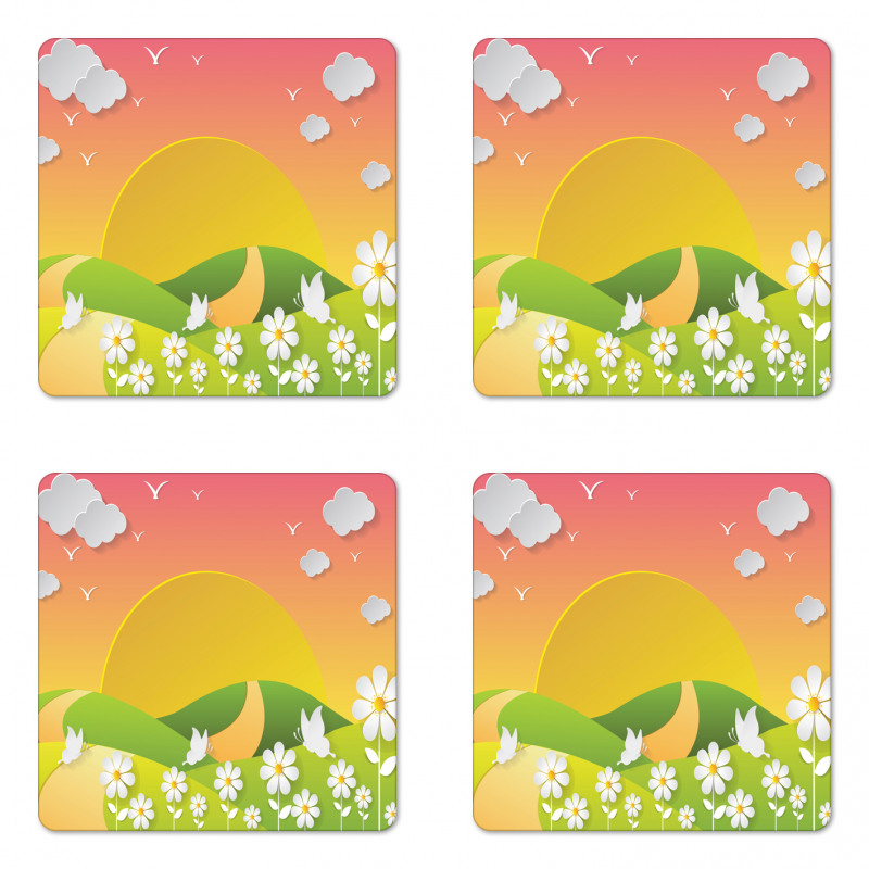 Meadows Flowers Coaster Set Of Four