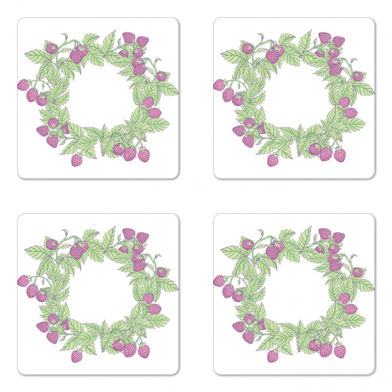 Raspberry Wreath Coaster Set Of Four