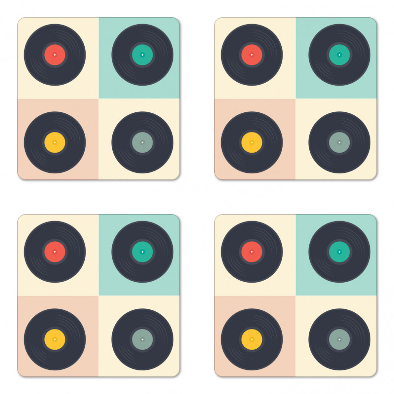 Pastel Record Discs Coaster Set Of Four