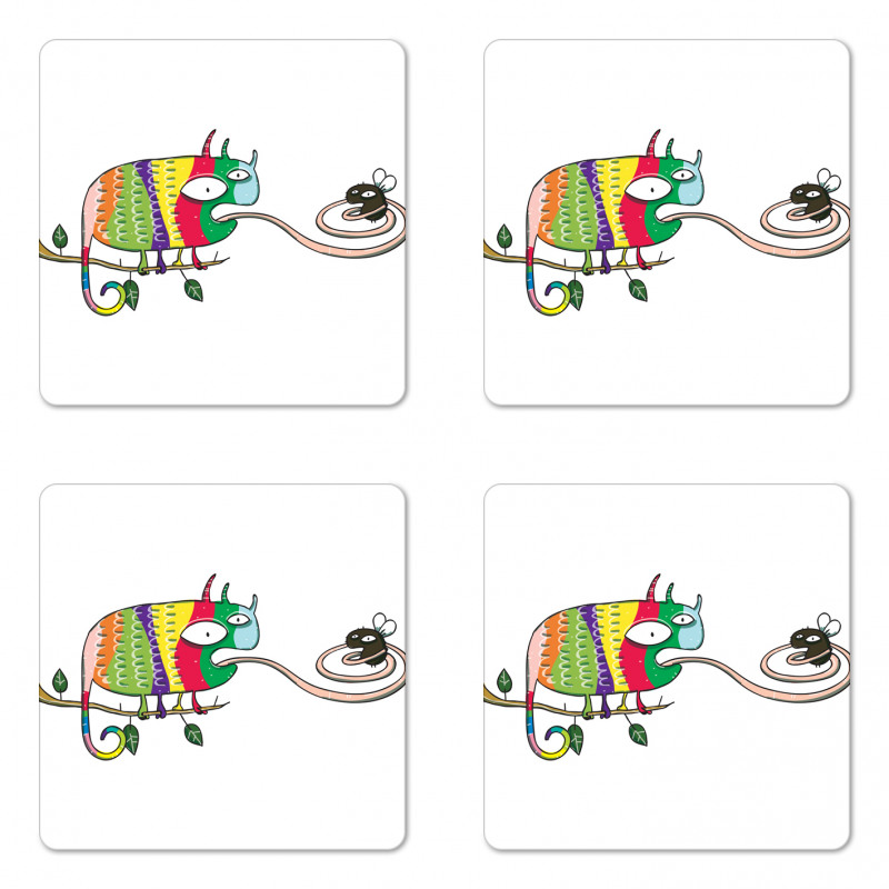 Chameleon on Branch Coaster Set Of Four