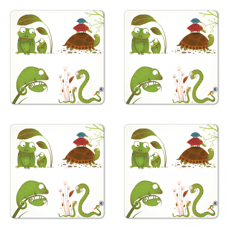 Snake Frog Ninja Reptile Coaster Set Of Four