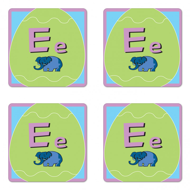 Animal and Letter E in Egg Coaster Set Of Four