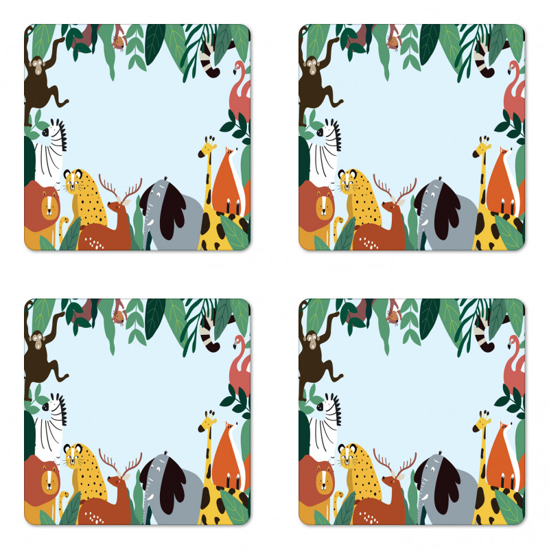 Wild Fauna and Exotic Leaves Coaster Set Of Four