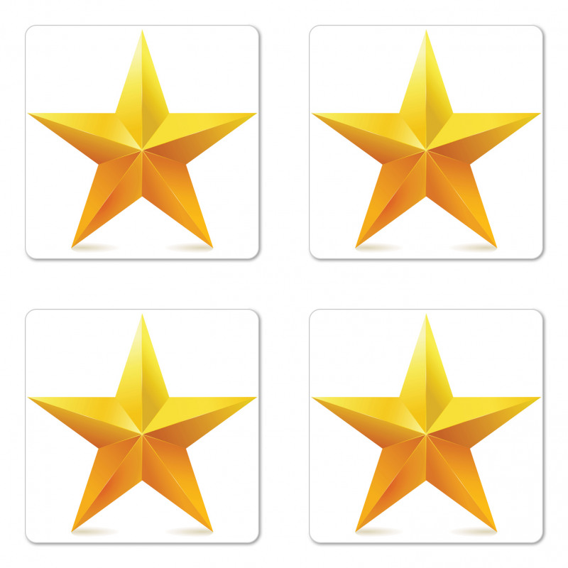 Single Yellow Ombre Star Coaster Set Of Four