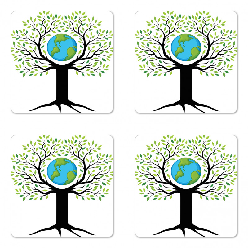 Green Friendly Earth Coaster Set Of Four