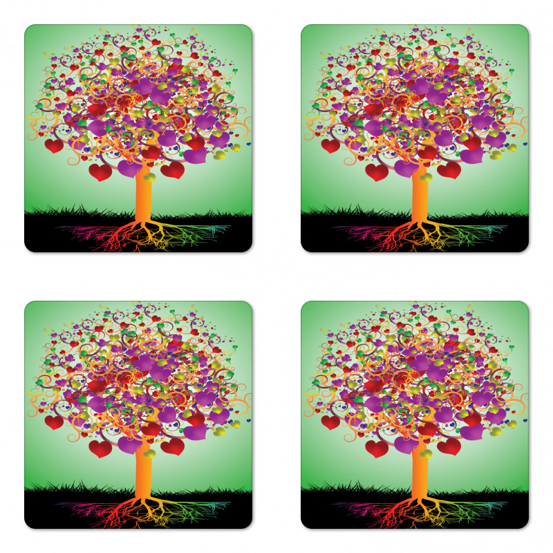 Magic Love Tree Heart Coaster Set Of Four