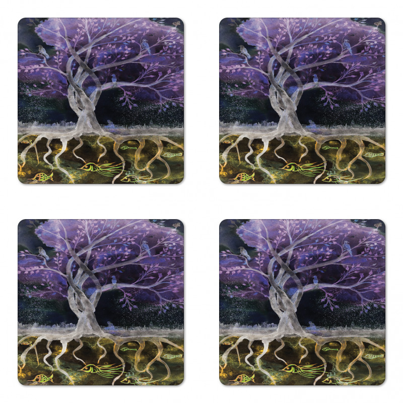 Forest Nature Trees Coaster Set Of Four