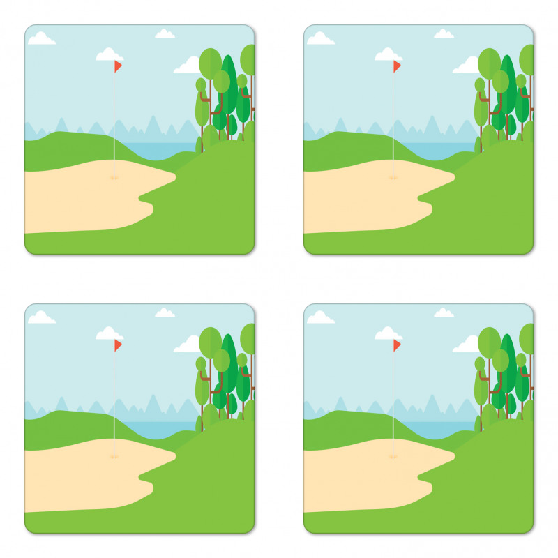 Field Trees Flag Coaster Set Of Four