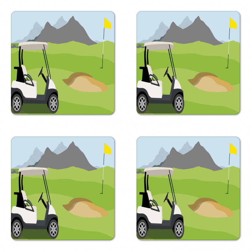 Cartoon Golf Club Coaster Set Of Four