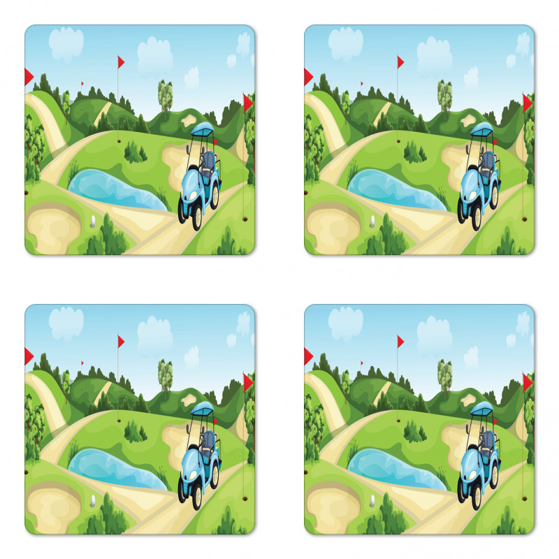 Hills Car Flags Coaster Set Of Four