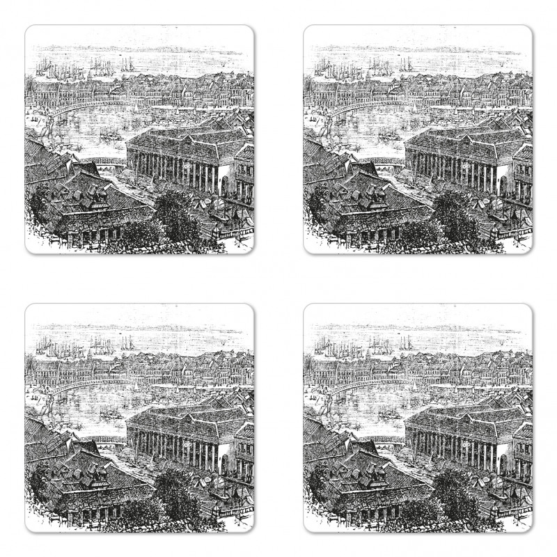 Vintage City Silhouette Coaster Set Of Four