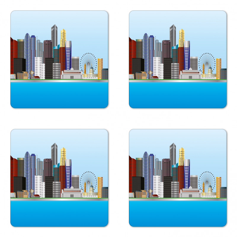 Urban Buildings and River Coaster Set Of Four