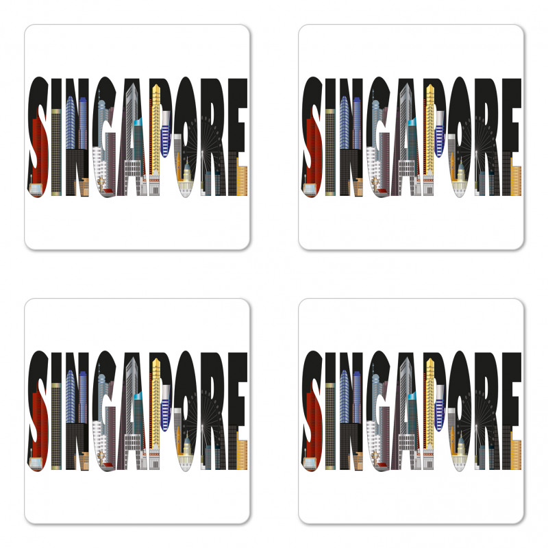 City Skyline in Lettering Coaster Set Of Four