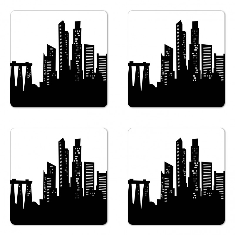 Urban Buildings Scene Coaster Set Of Four