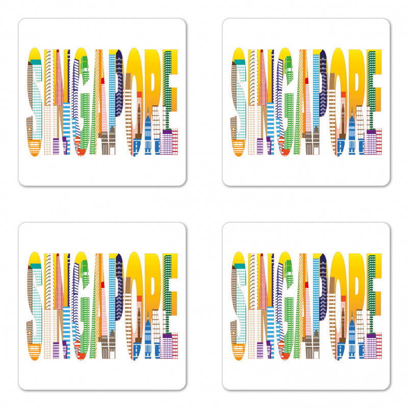 Vibrant Lettering Design Coaster Set Of Four