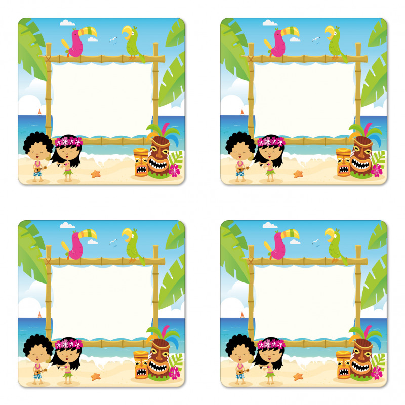 Hawaiian Children Happy Birds Coaster Set Of Four