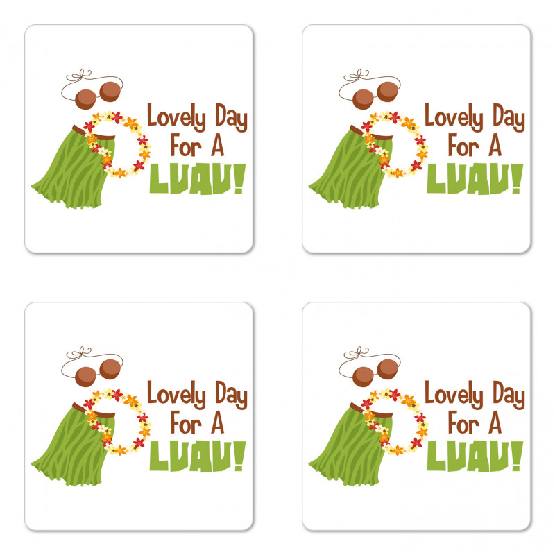 Day for a Luau Wording Ethnic Coaster Set Of Four